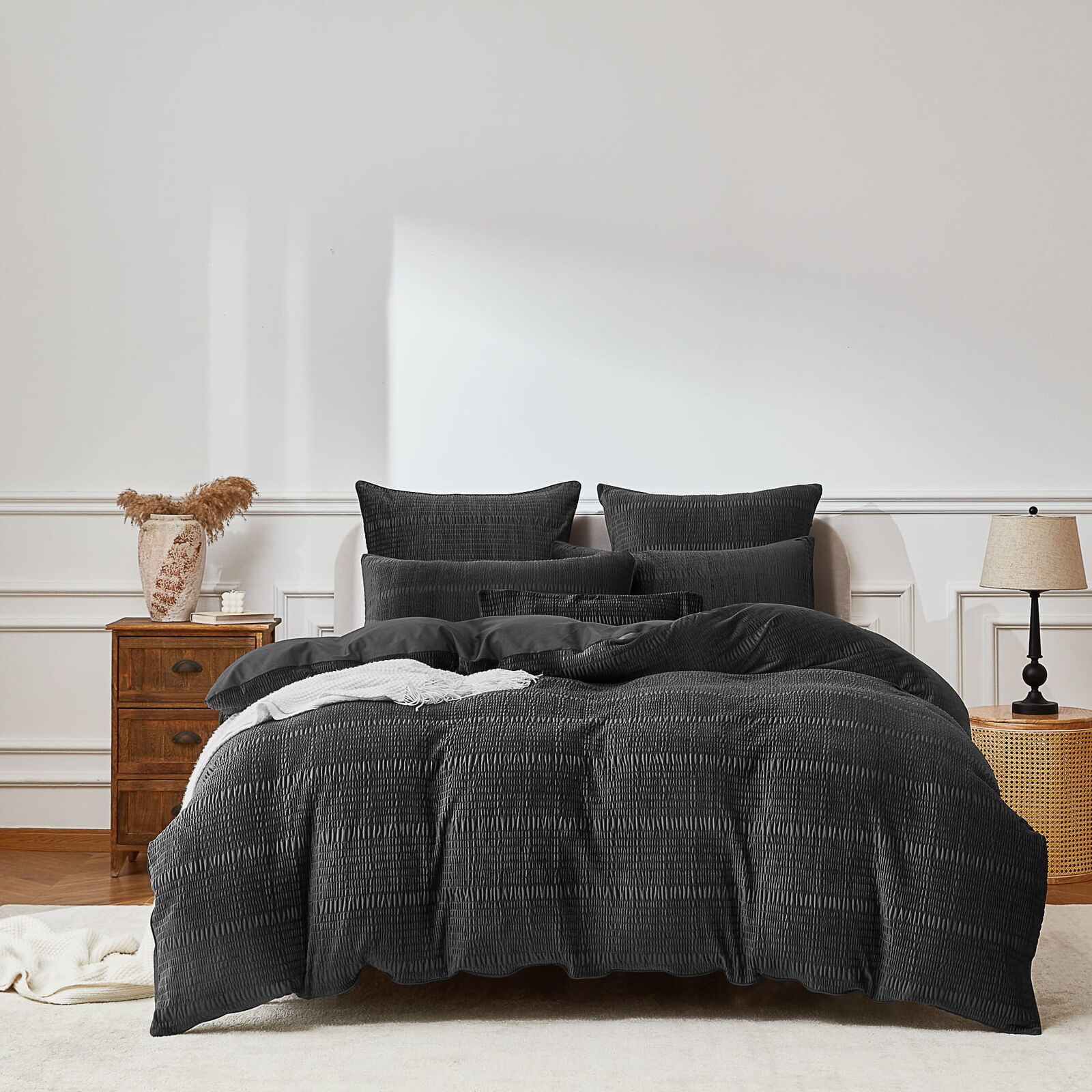 Blake Charcoal Velvet Quilt Cover Set