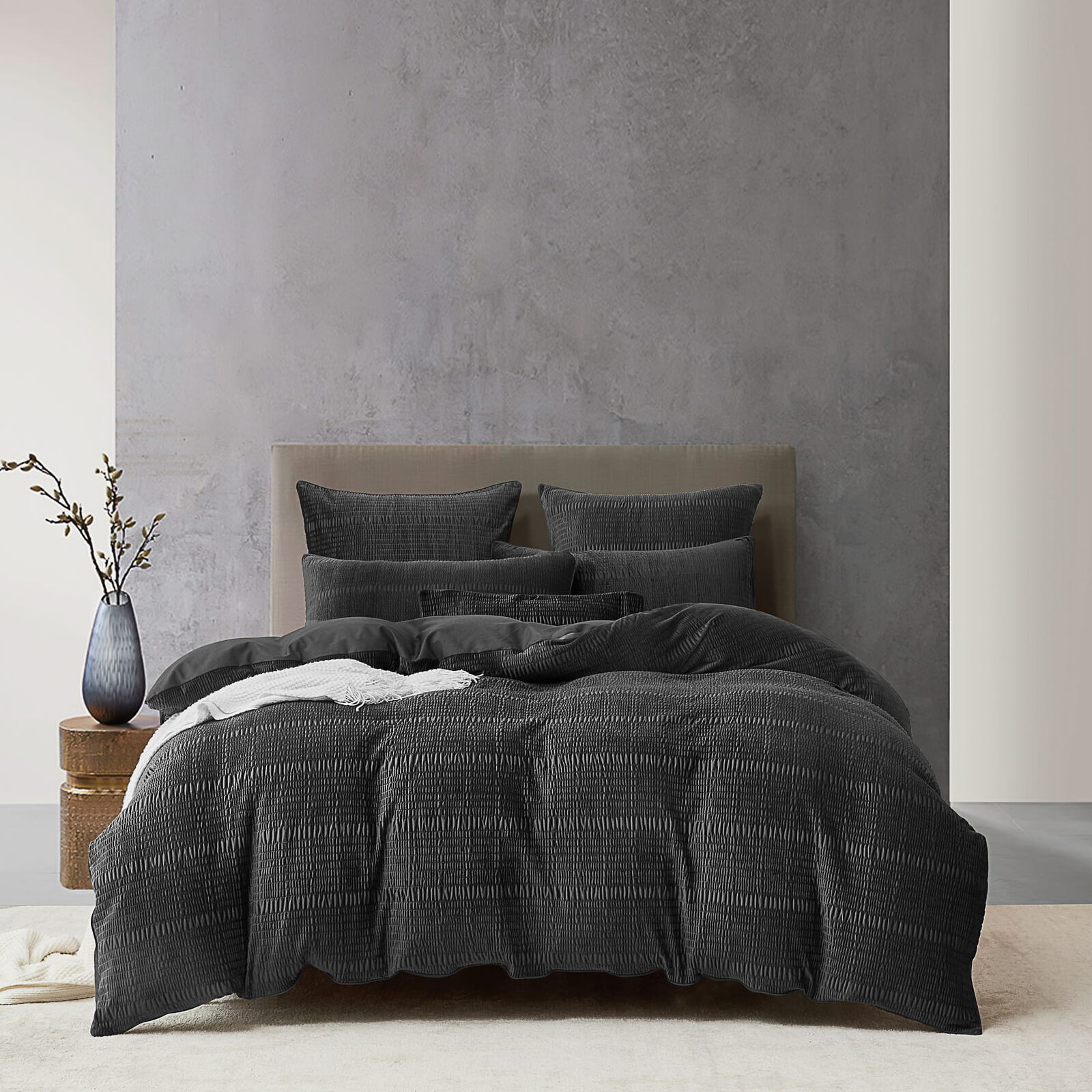 Blake Charcoal Velvet Quilt Cover Set