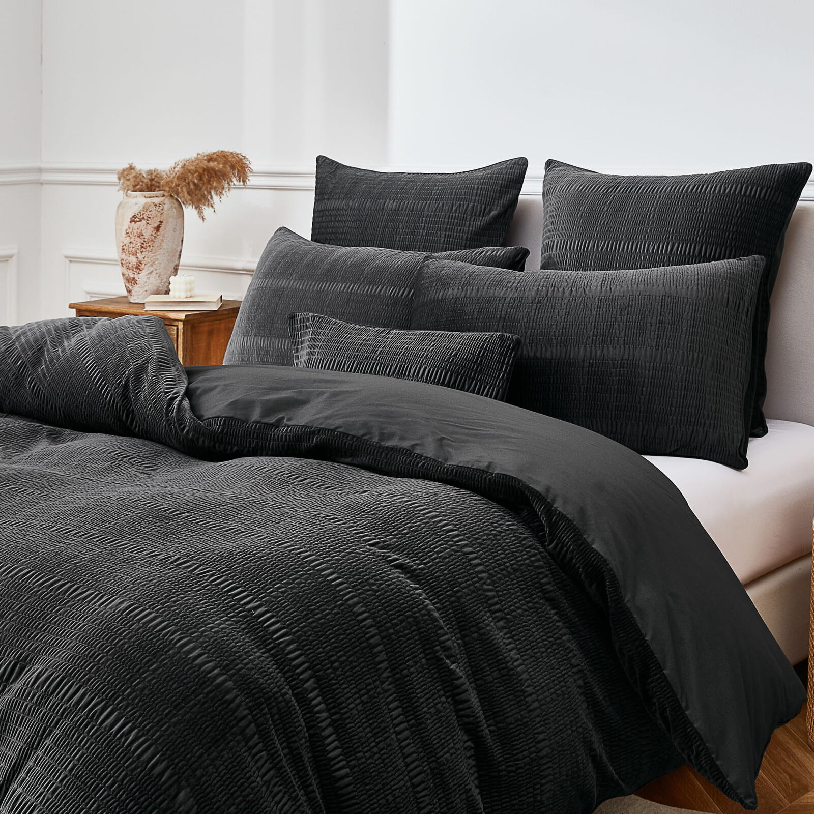 Blake Charcoal Velvet Quilt Cover Set
