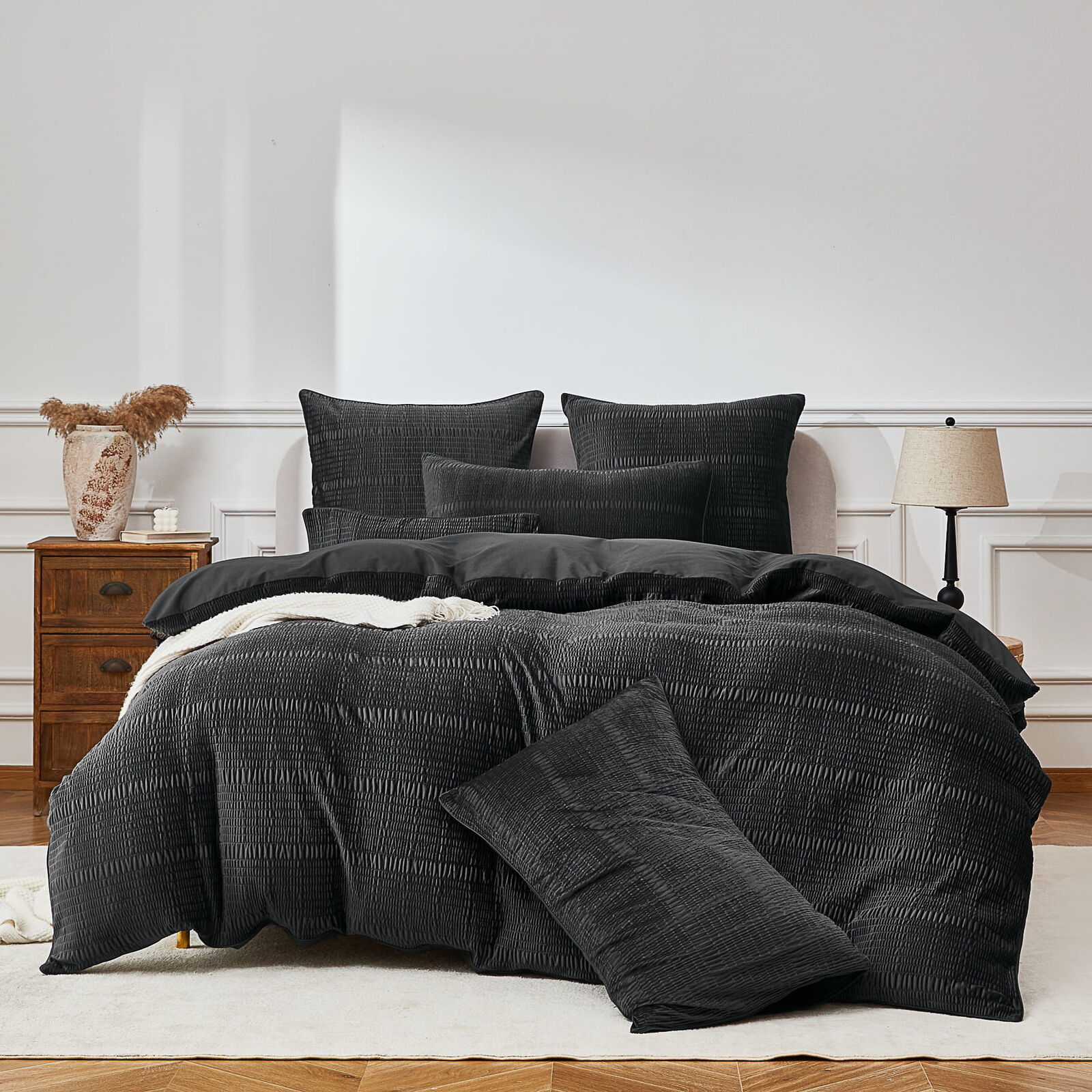 Blake Charcoal Velvet Quilt Cover Set
