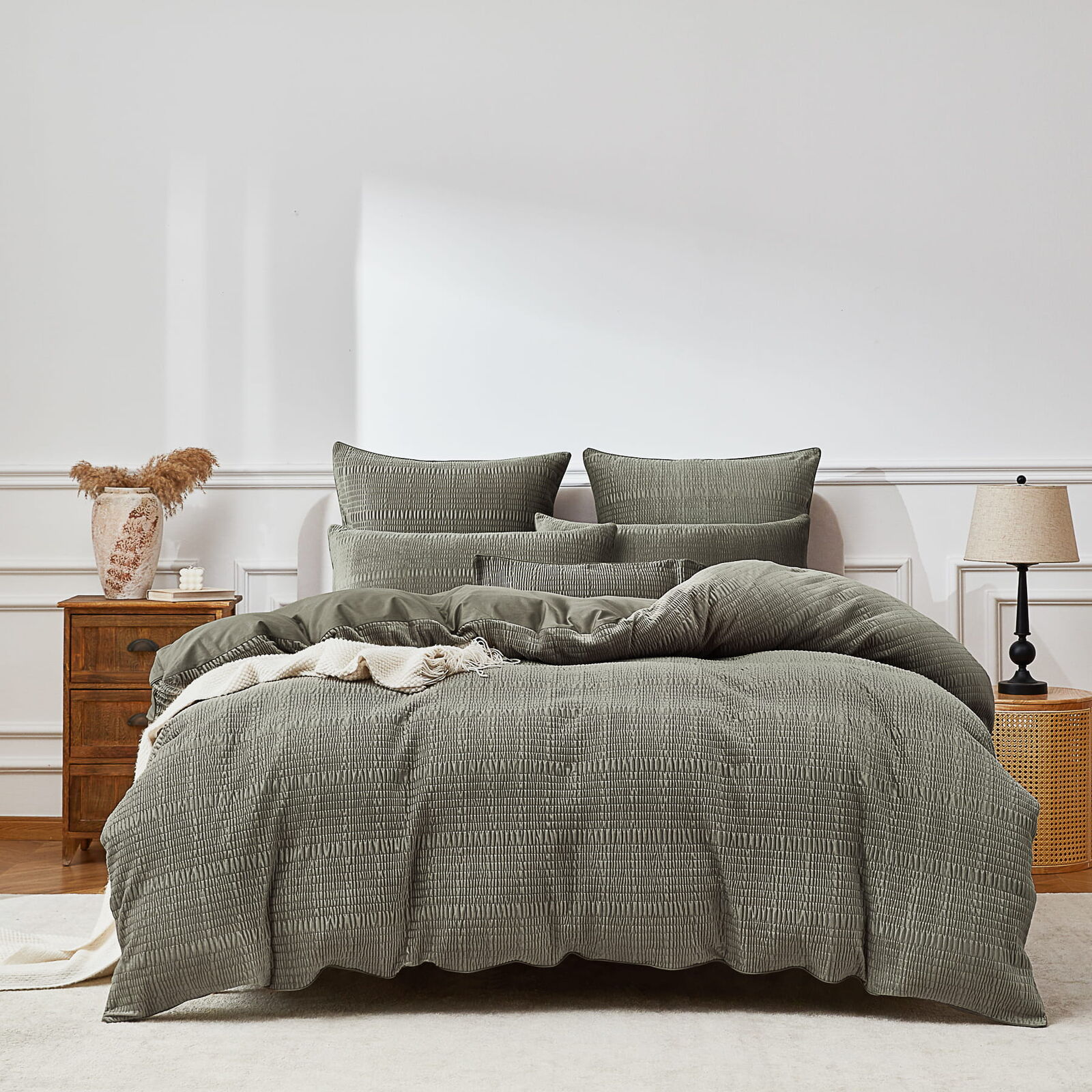 Blake Olive Velvet Quilt Cover Set