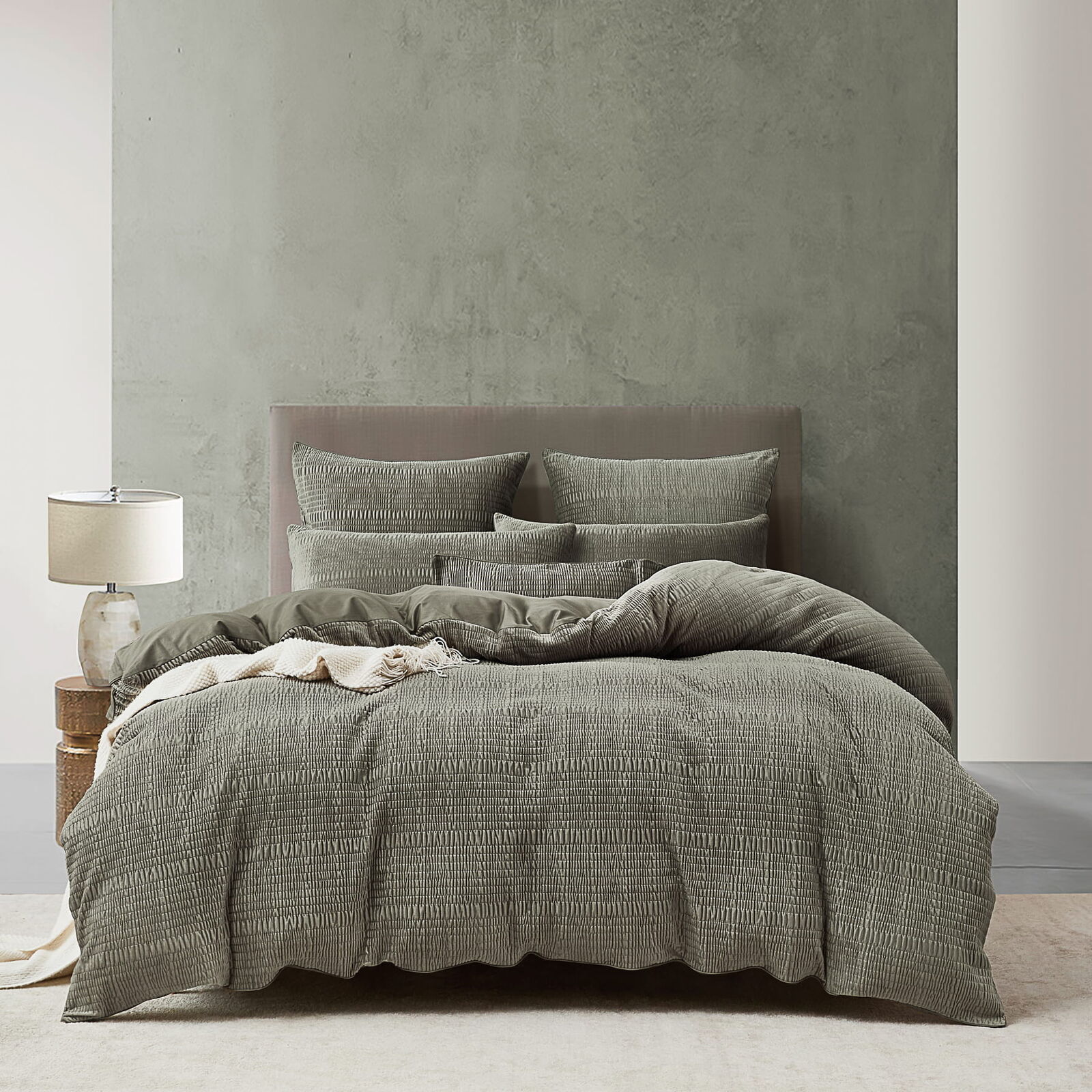 Blake Olive Velvet Quilt Cover Set