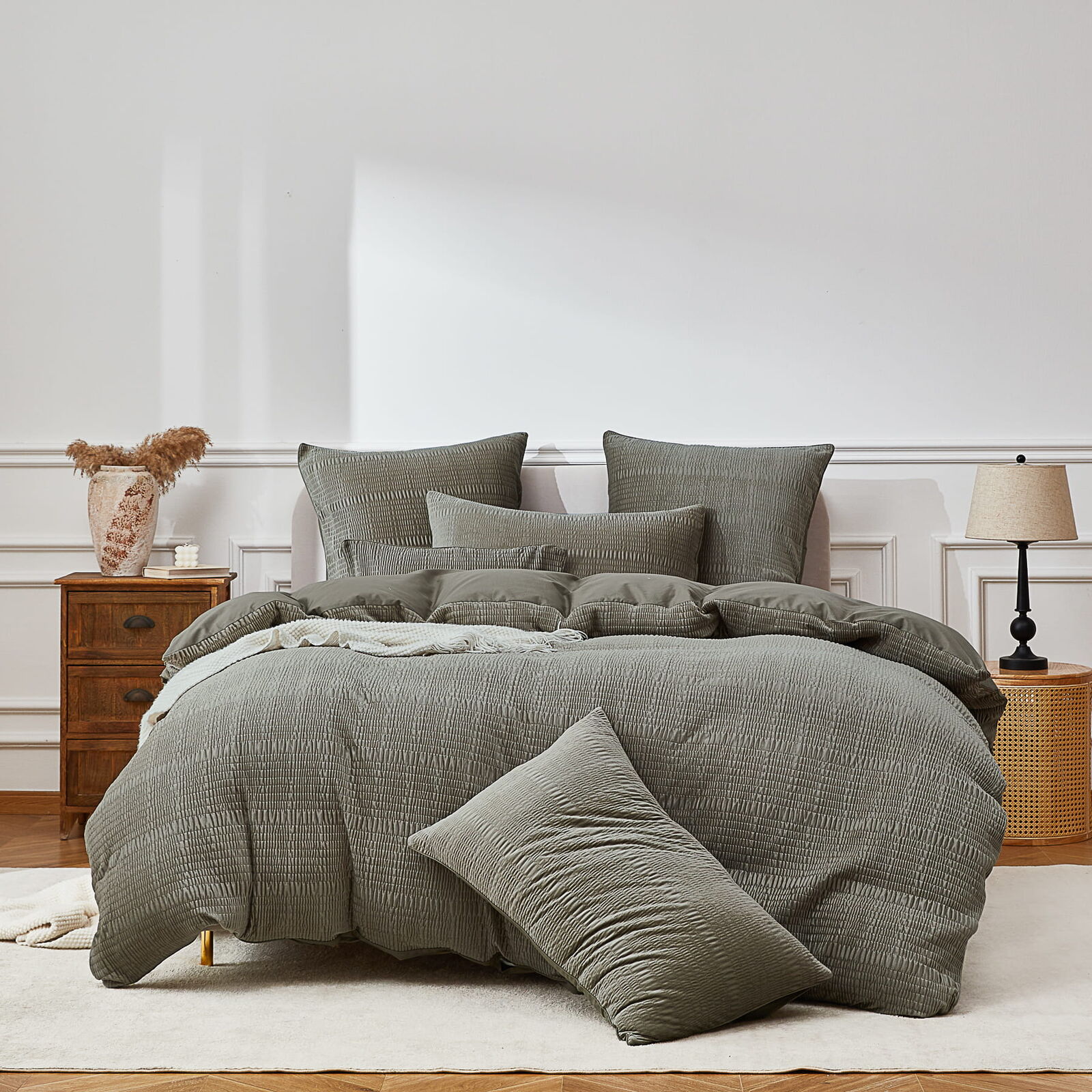 Blake Olive Velvet Quilt Cover Set
