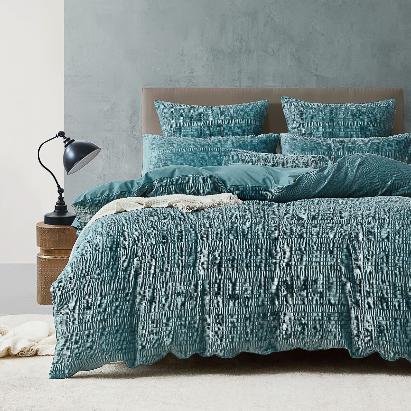 Blake Teal Velvet Quilt Cover Set