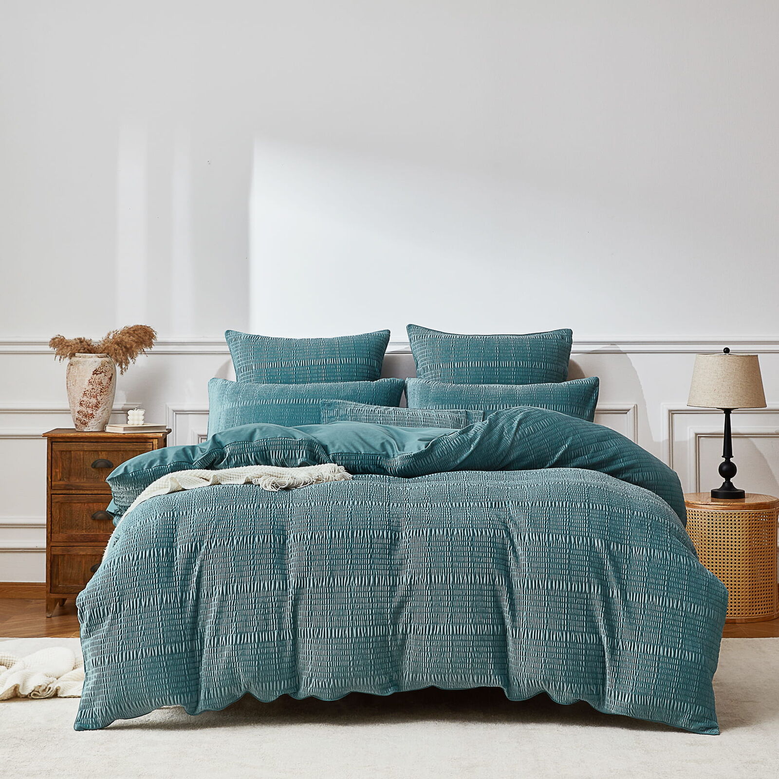 Blake Teal Velvet Quilt Cover Set