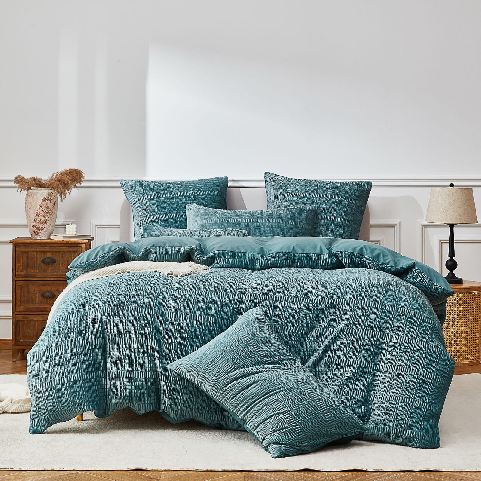 Blake Teal Velvet Quilt Cover Set