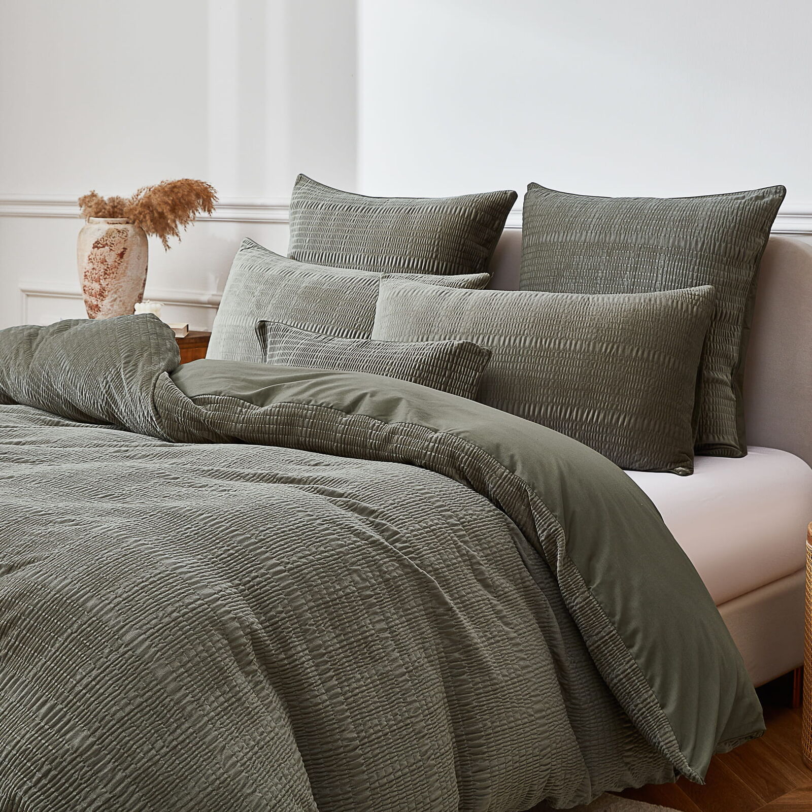 Blake Olive Velvet Quilt Cover Set