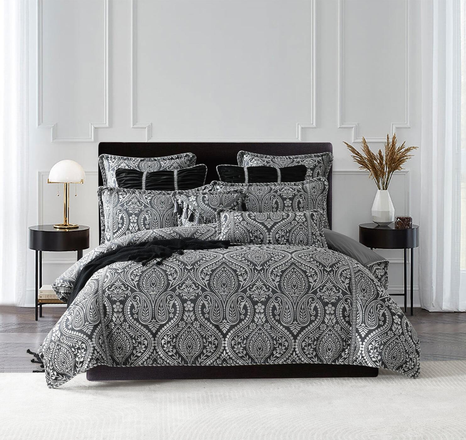 Camille Charcoal Quilt Cover Set