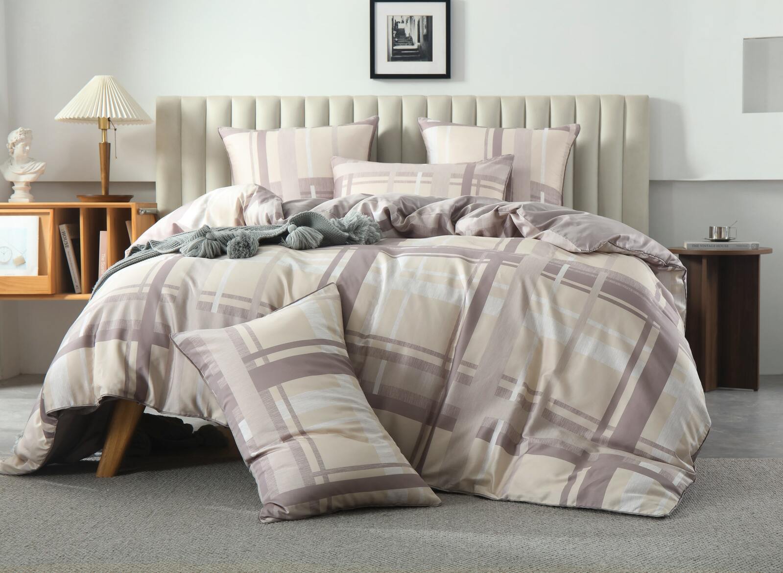 Clark Beige Quilt Cover Set