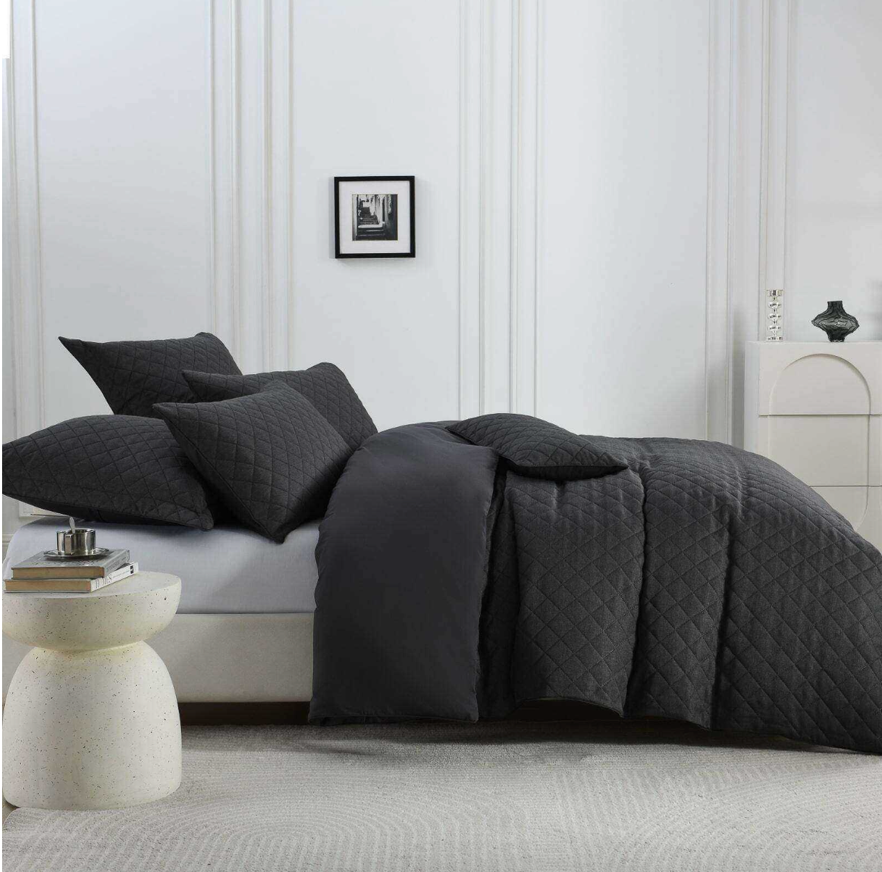 Emmerson Charcoal European Pillowcase & Cushion Cover