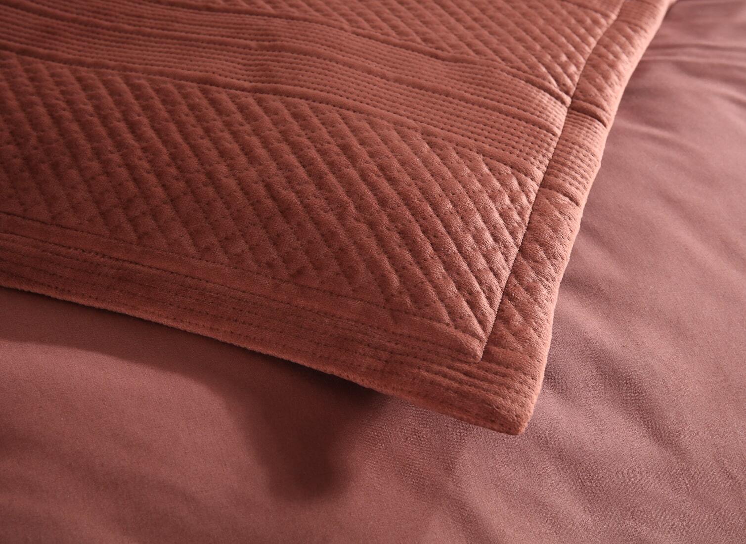 Emma Rust Quilted Velvet Quilt Cover Set