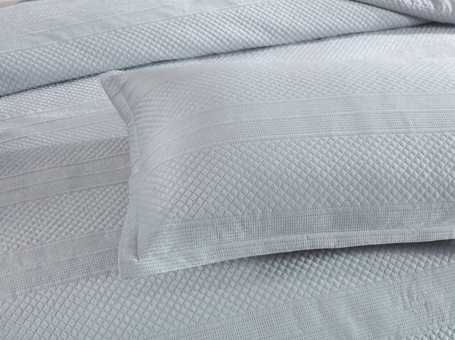 Emma Silver Grey Quilted Velvet Quilt Cover Set