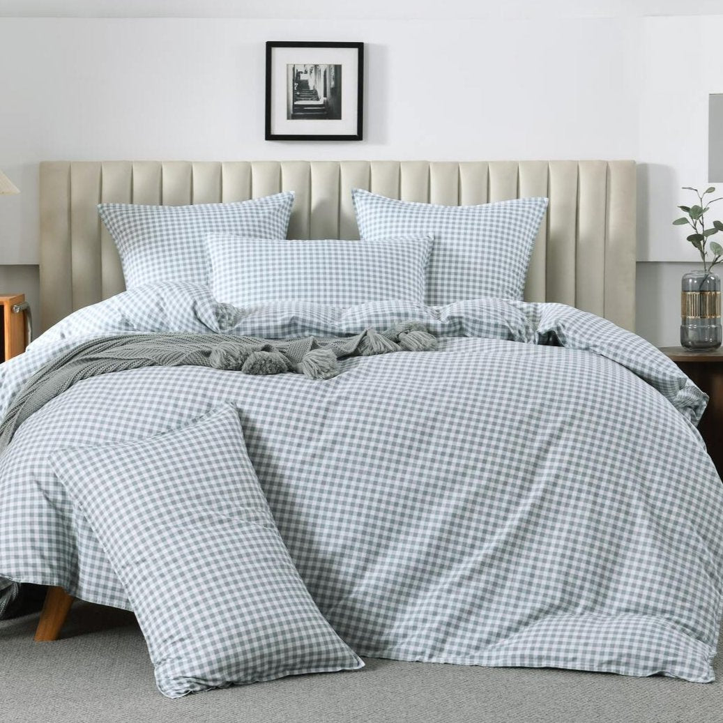 Gingham Green Quilt Cover Set