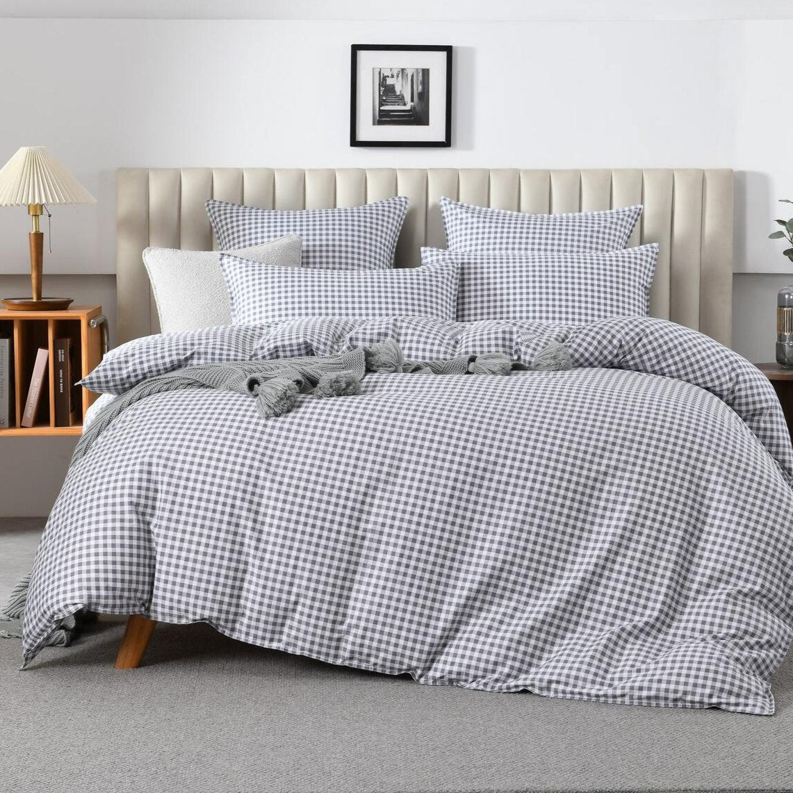 Gingham Grey Quilt Cover Set