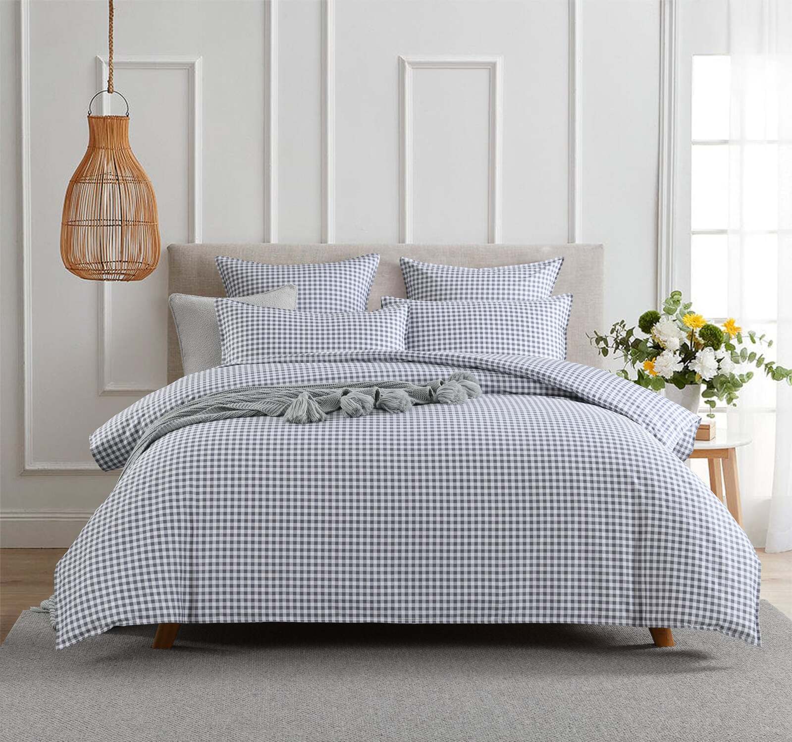 Gingham Grey Quilt Cover Set