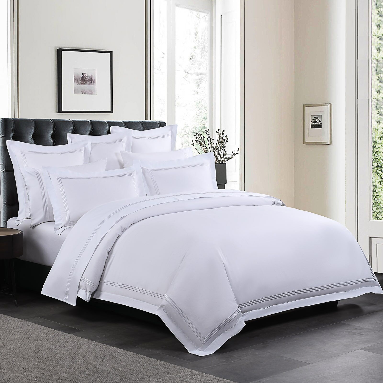 Hotel Luxe - 1000TC - White on White  embroidery