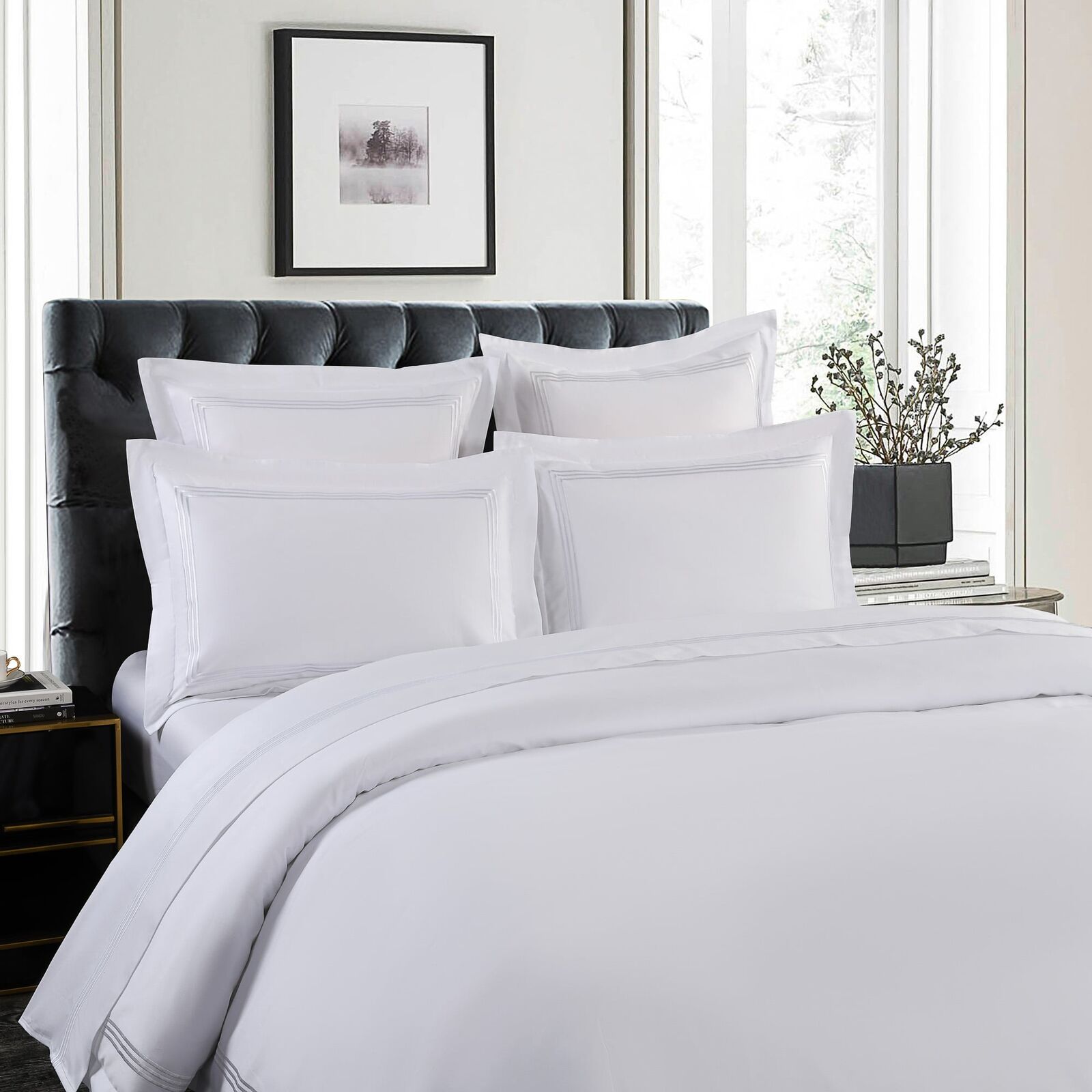 Hotel Luxe - 1000TC - White on White  embroidery