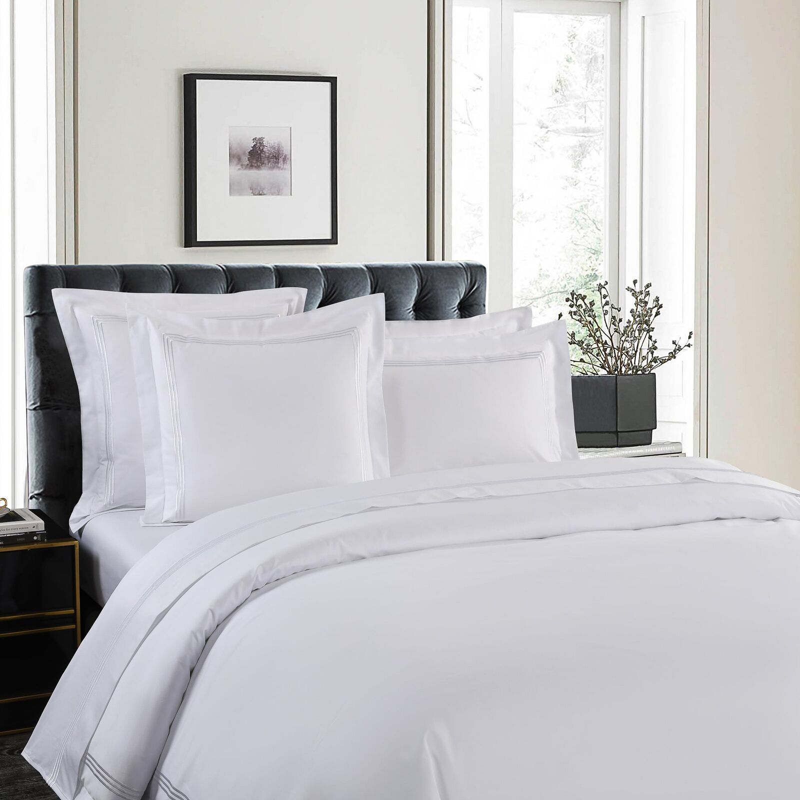 Hotel Luxe - 1000TC - White on White  embroidery