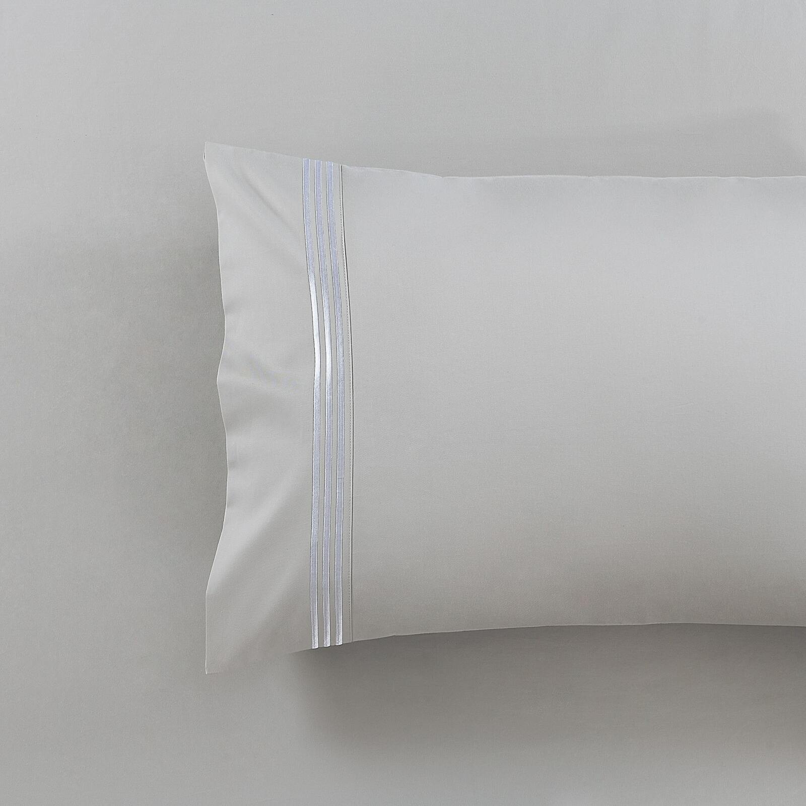 Hotel Luxe - White Embroidery on Pearl Grey - 1000TC Quilt Cover Set