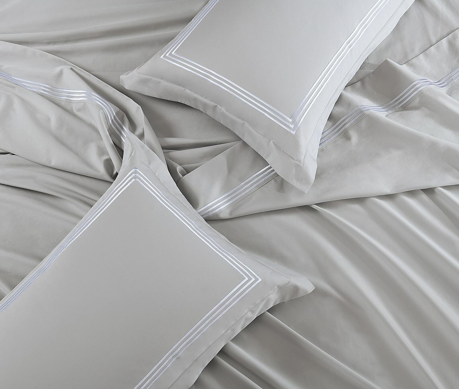 Hotel Luxe - White Embroidery on Pearl Grey - 1000TC Quilt Cover Set