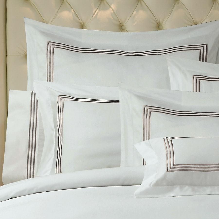 1000TC Mocha Embroidery on White Duvet Cover set. Hotel Living quilt cover set.