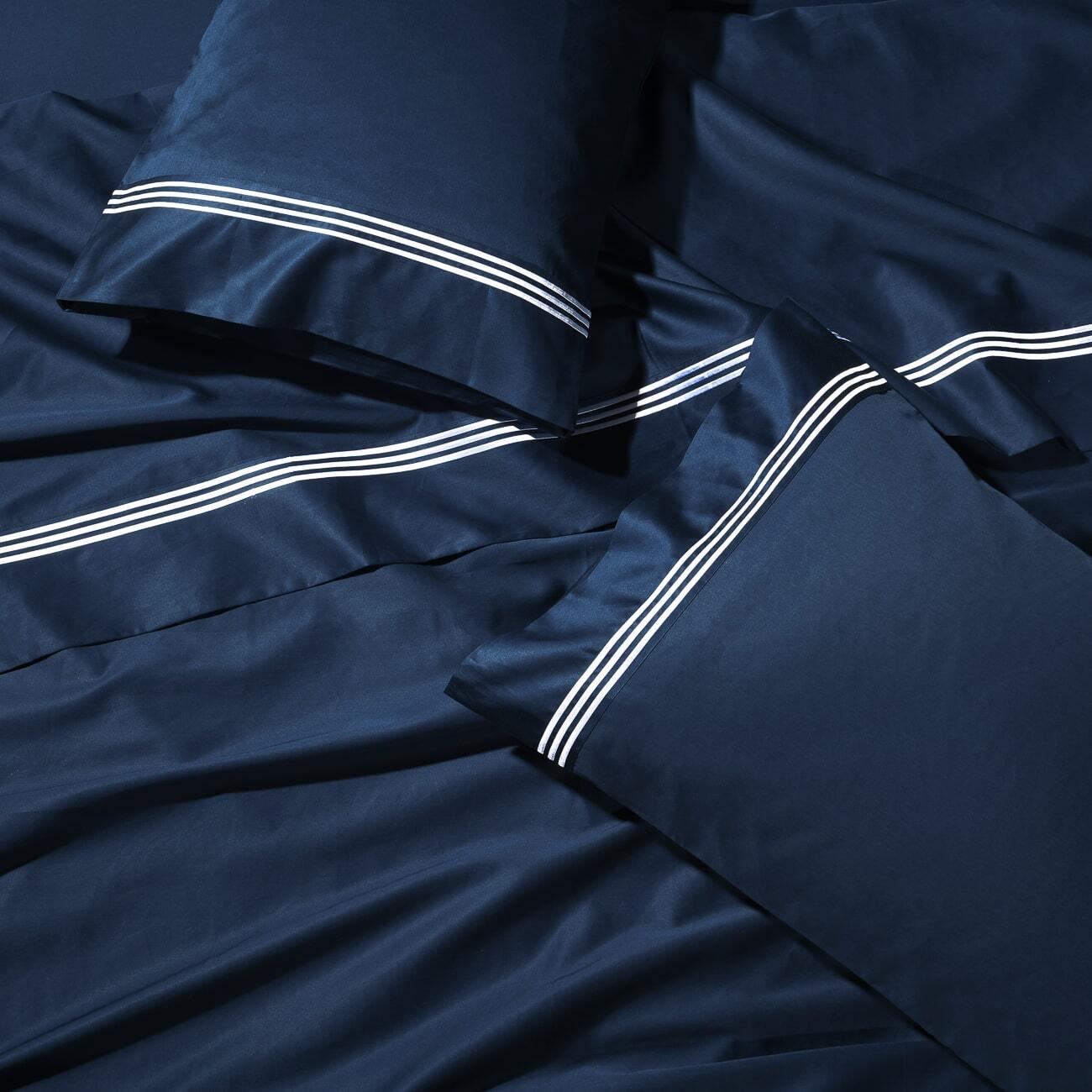 Hotel Luxe - White Embroidery on Navy Blue - 1000TC Quilt Cover Set