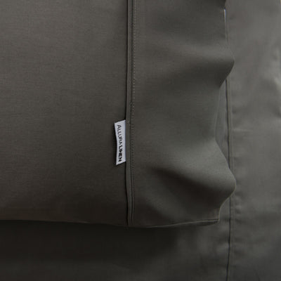 400 thread count, 100% cotton, sateen finish charcoal grey sheets, fitted sheet