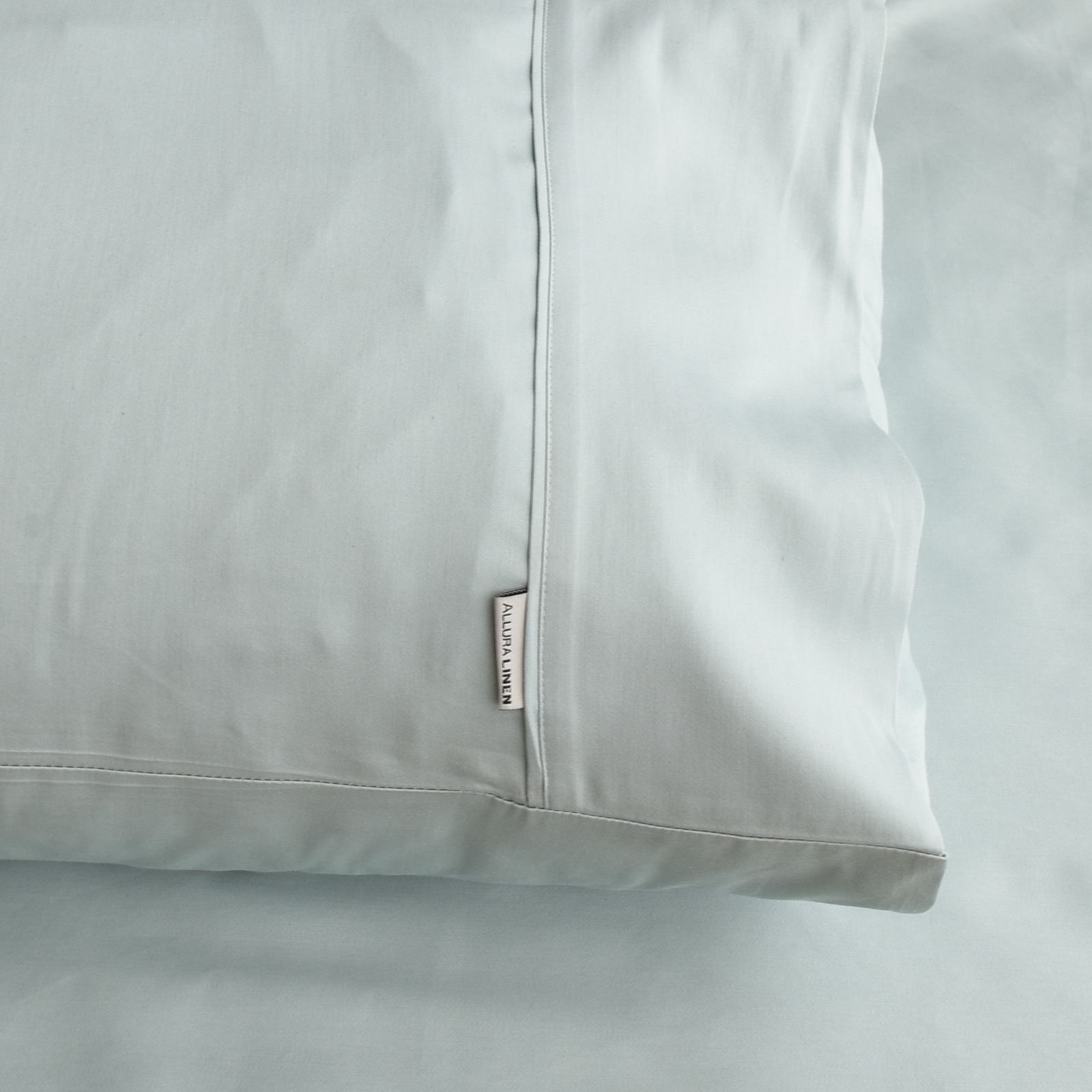 400 thread count, 100% cotton, sateen finish standard pillowcase PC, sage green
