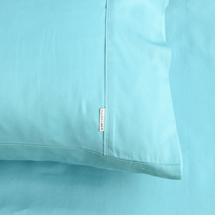 400 thread count, 100% cotton, sateen finish standard pillowcase PC, teal