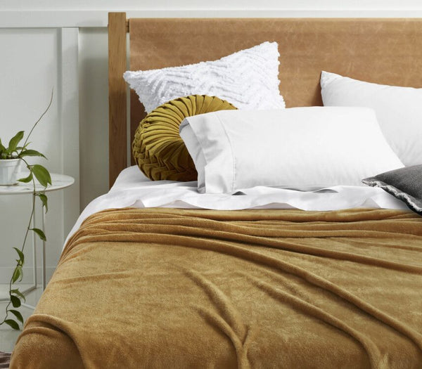 Super Soft Blanket Gold Harmony 240cm x 260cm The Linen Habit