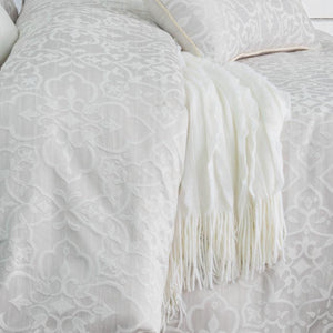 Ivory grey luxury jacquard duvet cover set