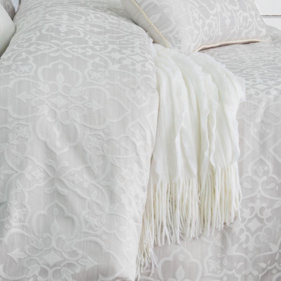 Ivory grey luxury jacquard duvet cover set