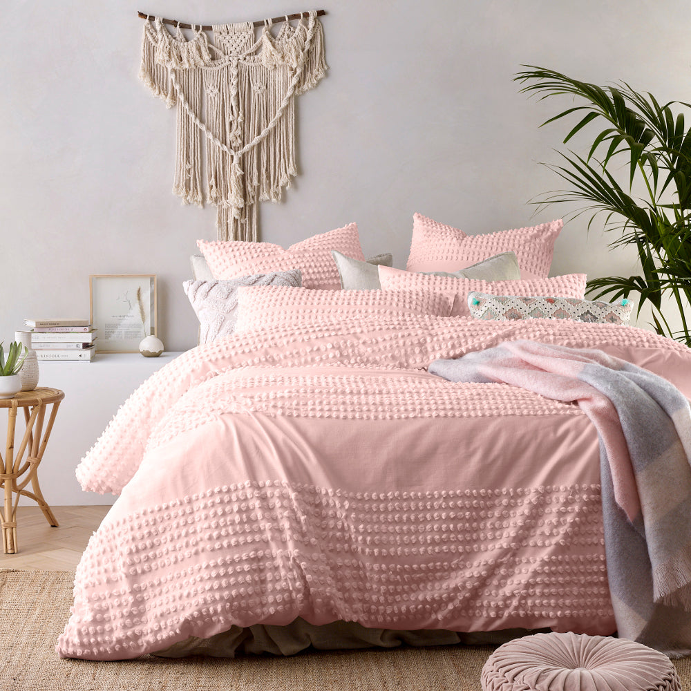 Blush Pink Tufted Quilt Cover Set