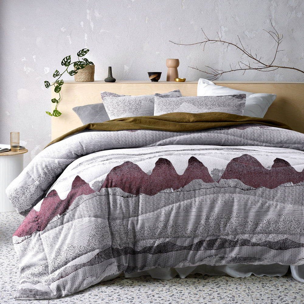 Bulla Burgundy Comforter Set - 3 piece