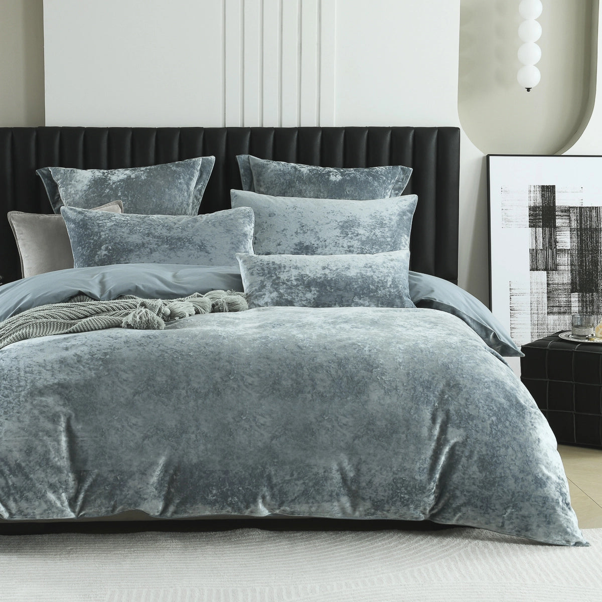 Cody Velvet Silver Grey Quilt Cover Set