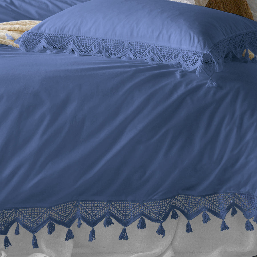 Gypsy Tassel Periwinkle Blue Quilt Cover Set