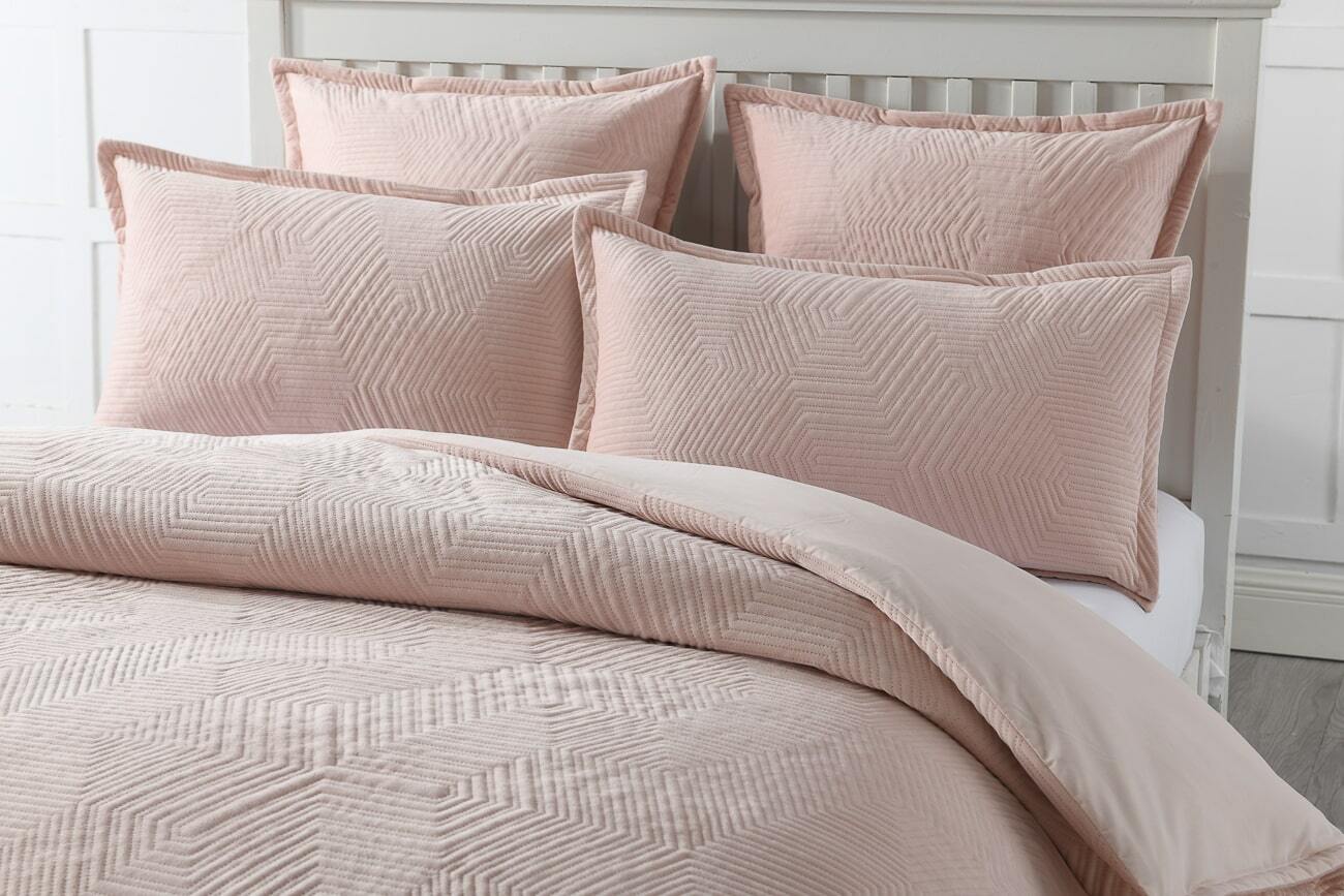 Holt Blush Quilted Velvet Quilt Cover Set