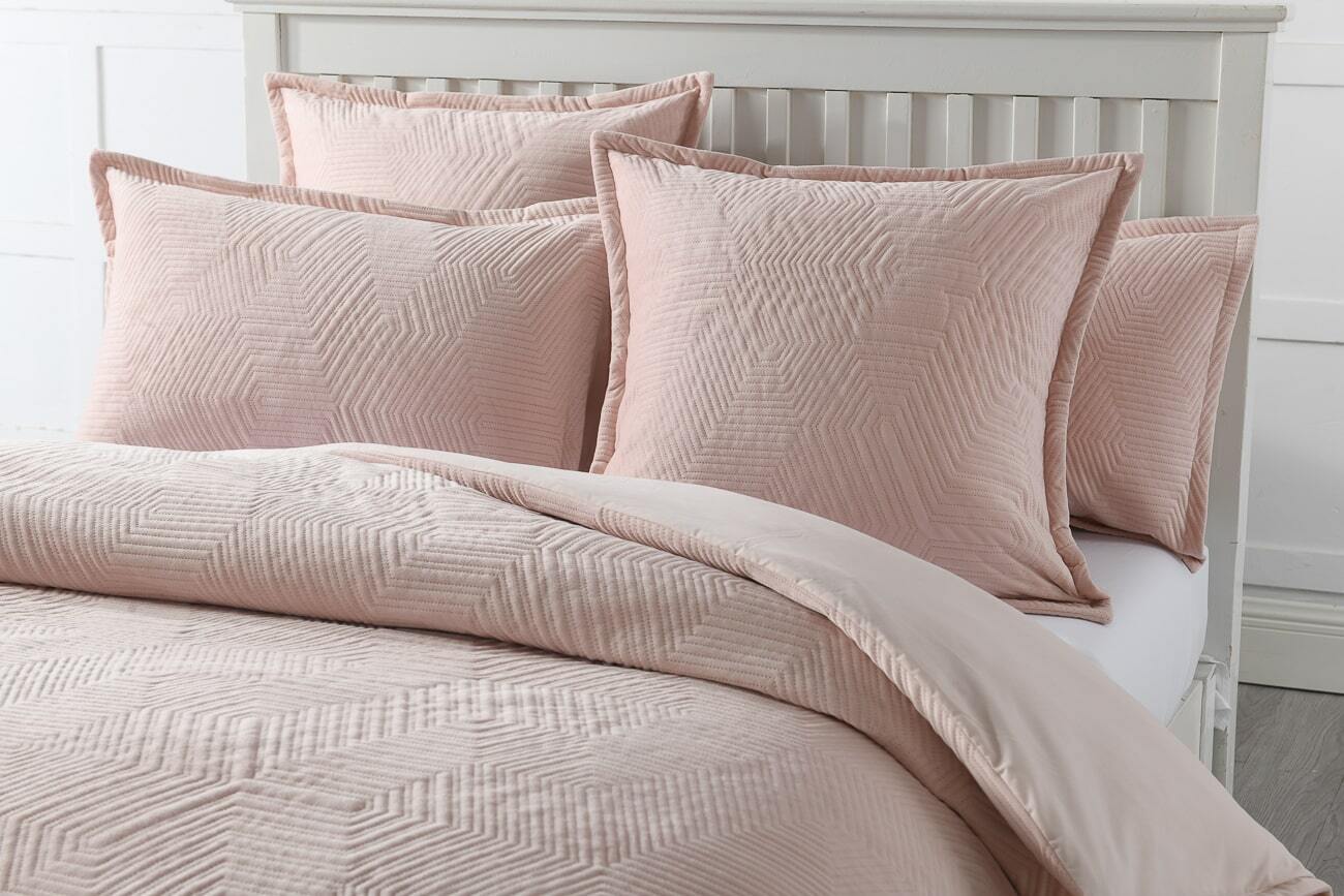 Holt Blush Quilted Velvet Quilt Cover Set