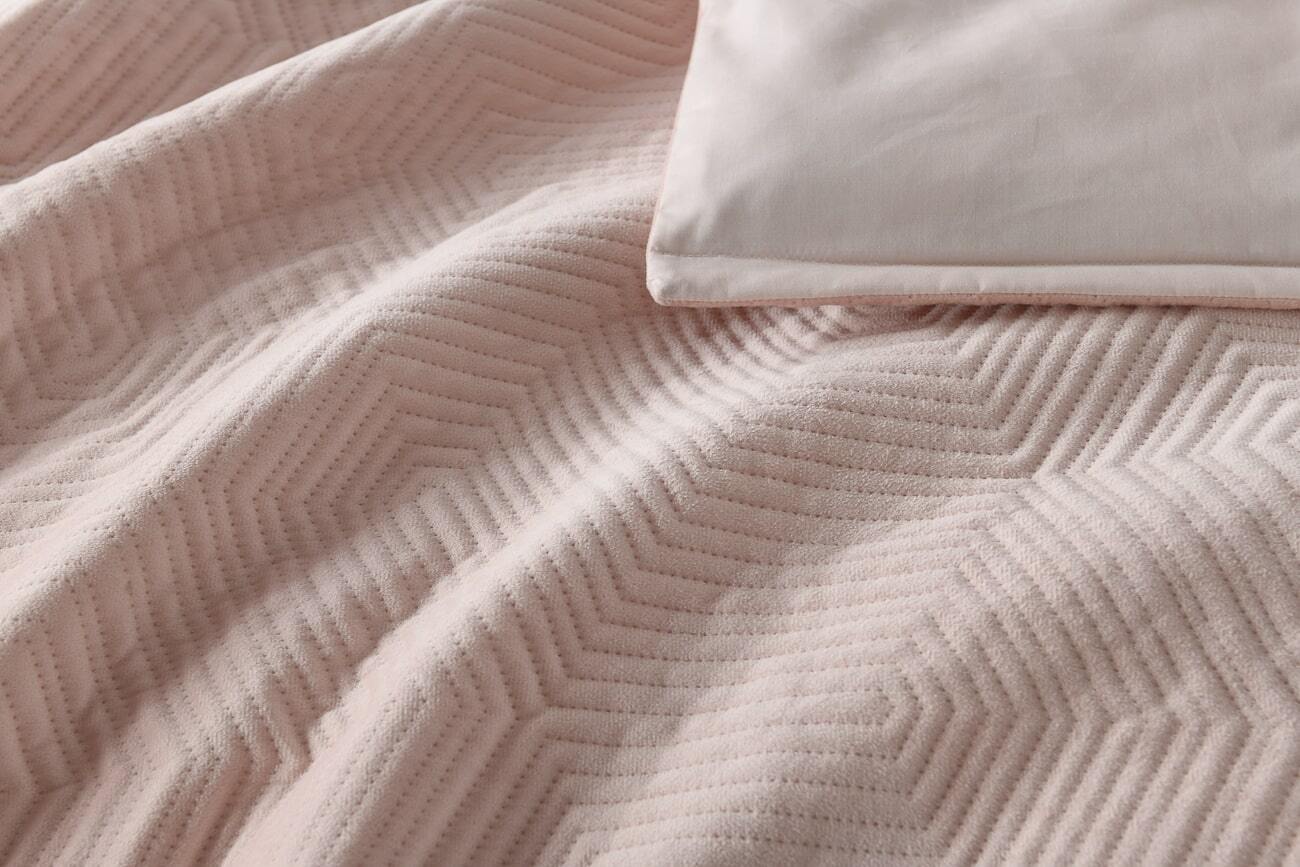 Holt Blush Quilted Velvet Quilt Cover Set