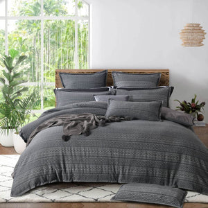 Ivy Charcoal grey duvet cover set textured