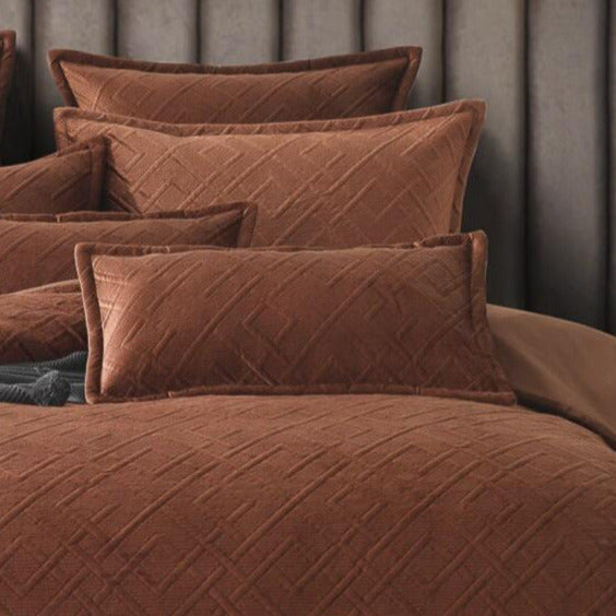 Colt Rust Quilted Velvet European Pillowcase & Cushion cover