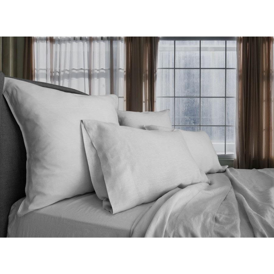 pure vintage washed linen silver quilt cover set