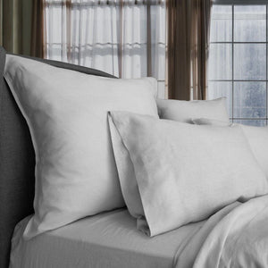 pure vintage washed linen silver quilt cover set