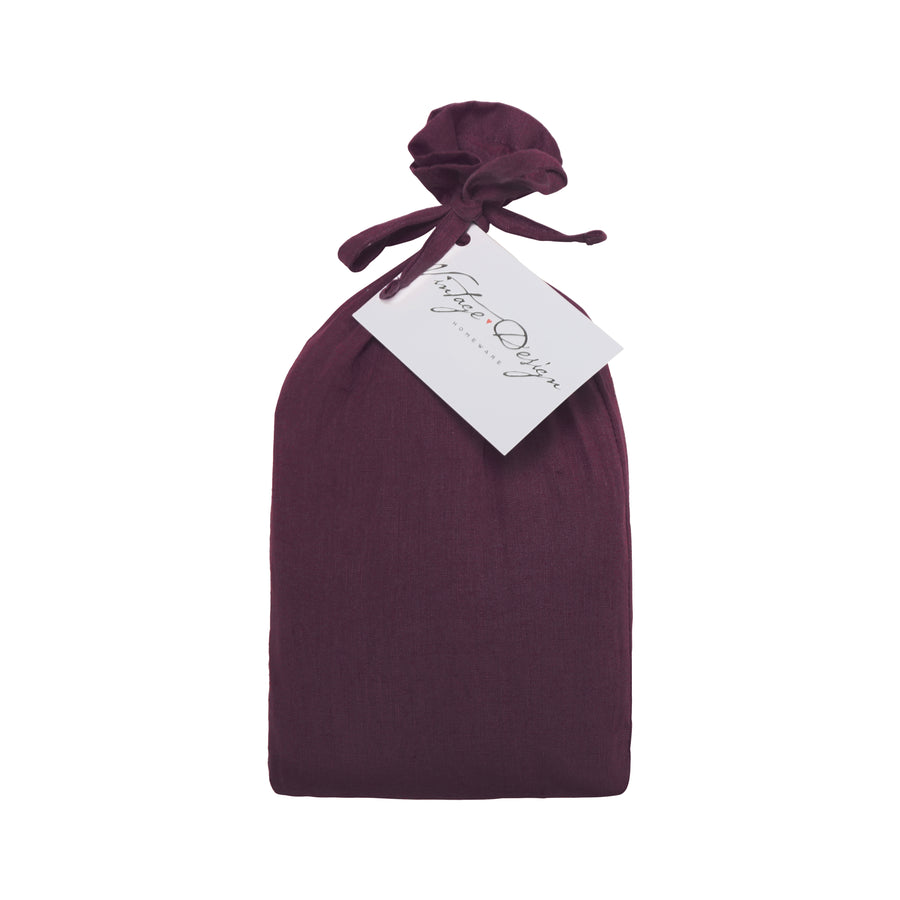 Merlot Burgundy - Pure Linen - Standard Pillowcase Pair