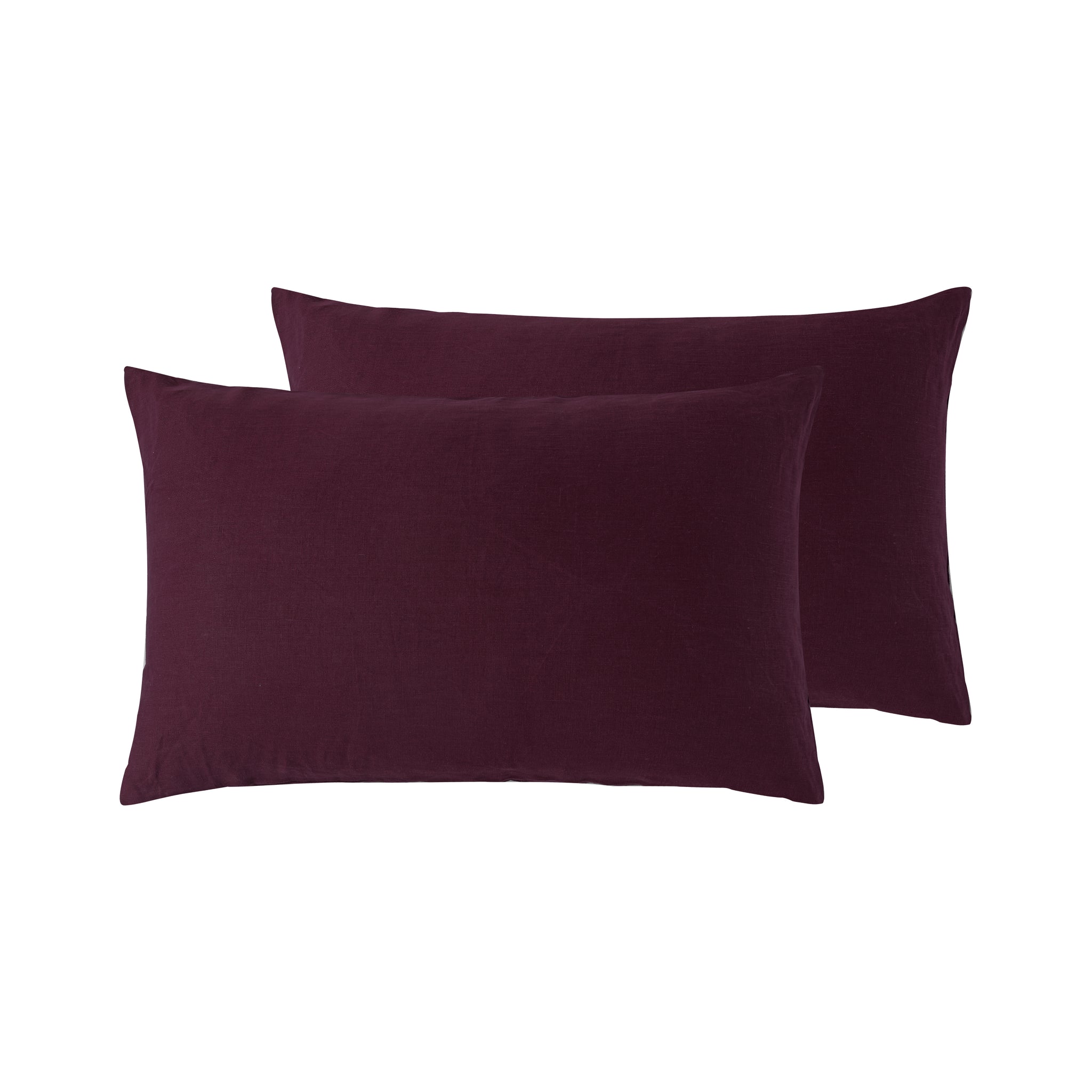 Merlot Burgundy - Pure Linen - Standard Pillowcase Pair