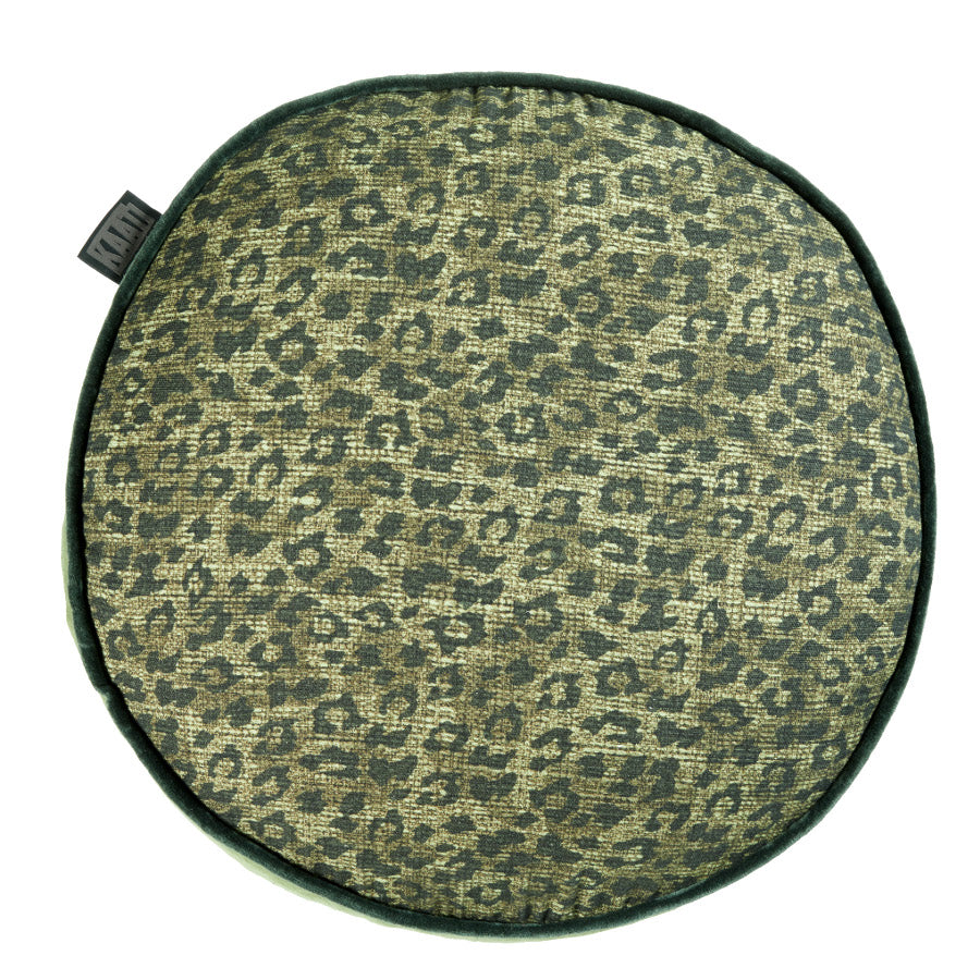 Pardus Green Leopard Filled Cushion