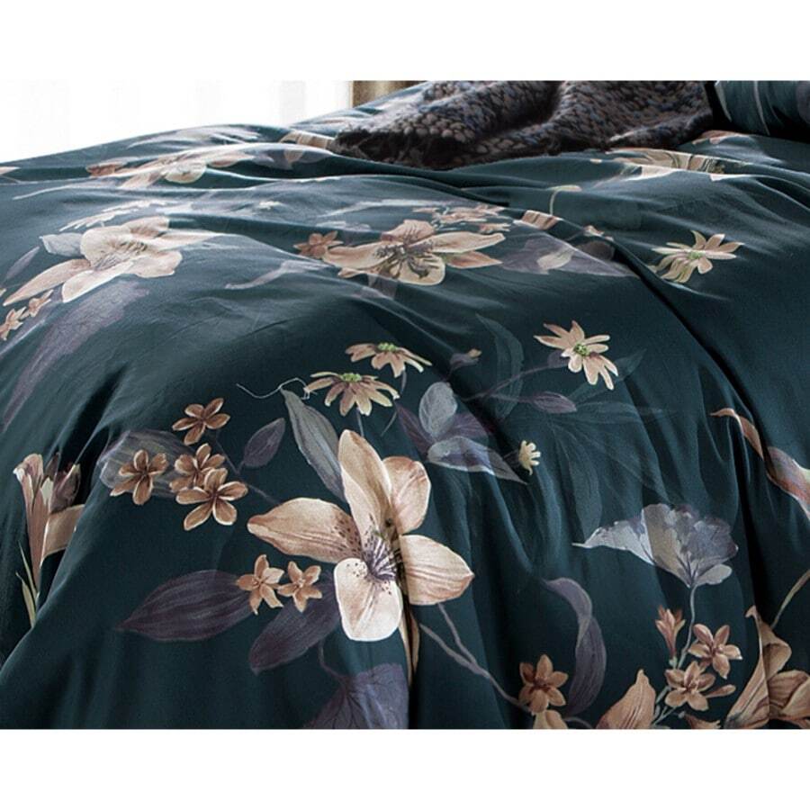 teal floral quilt cover set sea green