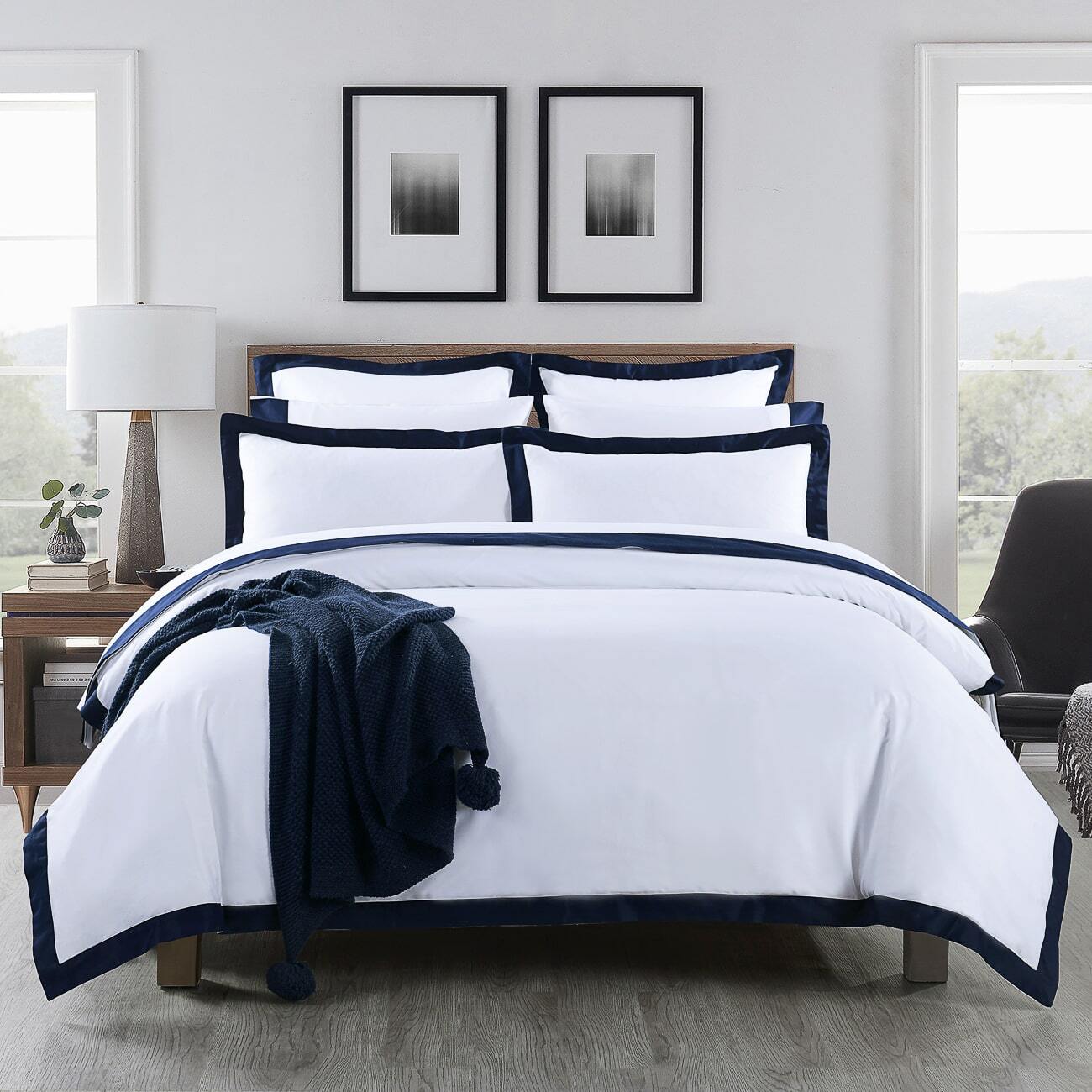 Plaza Navy - 1000TC Cotton Quilt Cover Set