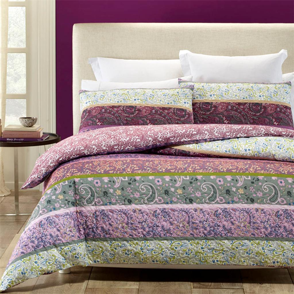 quilted effect, purple and white quilt cover set. Reversible duvet cover set.