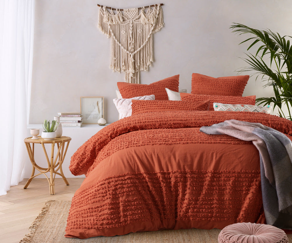 Rust Tufted Quilt Cover Set